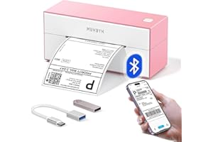 MUNBYN 129 Bluetooth Imprimante Etiquettes Thermiques, Imprimante d'étiquettes 4x6 sans fil, Imprimante de Bureau, pour l'expédition de colis, pour Etsy, Shopify, eBay, Amazon, Royal Mail, FedEx, Rose
