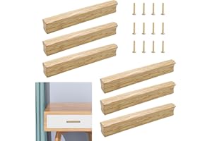 MIPIACE 6 Stück Griffe Möbel Natur Holz Möbelgriffe 128mm Lochabstand Türgriffe für Kommode Schranktüren Schrank Küchen Möbel Schrank Schublade Kinderzimmer