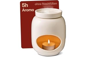 ‎PRAKNU Praknu Duftlampe für Ätherische Öle aus Keramik 75 ml – Sanftes Verdampfen – Langanhaltender Duft – Aroma Duftöl Lampe – Stövchen für Duftöle & Duftwachs – Duftlampe Teelicht – Aromalampe – Weiß