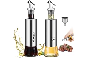 95Street Bottiglia Di Olio,2pack 300ML Bottiglia di Aceto Dispenser Di Olio/Aceto,Dispenser Olio d'oliva Bottiglia Di Olio di Vetro In Acciaio Inox per Cottura,Griglie