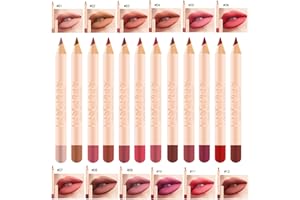 MRETTICK 12 Colors Matte Lip Liner Pens Set Long-Lasting Creamy Lip Liner Natural Lip Makeup Soft Pencils Lipstick Set