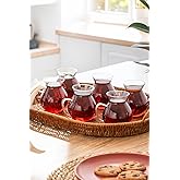 Perotti 15528 Keyfi Ala 6'Lı 200 Ml Borosilikat Cam Kulplu &Ccedil;ay Bardağı Seti