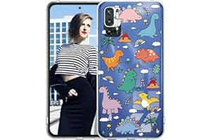 POUHYE Funda para Xiaomi Redmi Note 10 5G Carcasa, Case del Anti-Choques TPU Flexible, Funda Protectora Suave y Ultradelgada [Anti-Amarilla] [100% Transparente] Dinosaurios