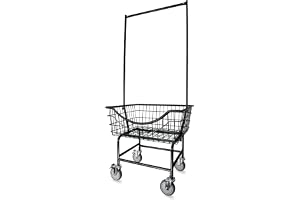 LVP Big Brother kommersiell tvättvagn med dubbelpolig rack 2,78 bushels (matt svart vinyl rostbeläggning, vanlig)