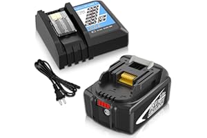 Exemoro Repuesto para makita 18 V 5,5 Ah batería + Cargador, Compatible para makita batería de 14,4 V-18 V BL1860B, BL1850B, BL1840, BL1830, BL1430 y los Cargador DC18RA, DC18RC, DC18RD. (Negro)