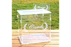 TINMAGI Hochzeit Kartenbox aus Acryl, Hochzeitsbox Geschenkkarten, Hochzeit Kartenbox Box, Acryl Hochzeitskartenbox mit Schloss, Klar DIY Große Geschenkkartenboxen für Geburtstag Jubiläum Baby Shower