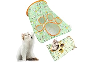 BUBUNY Cat Tunnel Bags for Indoor Cats, Collapsible Interactive Cat Drill Bag Pet Toy with Plush Ball Cat Self Interactive Toys Small Animal Tubes Tunnels Interactive Maze House Toy For Cat Green