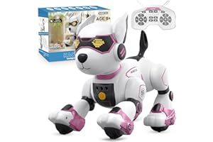 PRANITE Perro Robot para Niños, Perro Robot Programable e Interactivo, Juguete Teledirigido Recargable con Control por Voz y Gestos, Música y Baile, Regalo Ideal para Niños y Niñas