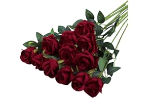 JAONLD Pack of 12 Artificial Flowers Silk Flowers Roses 51 x 7 cm Artificial Flowers Leaves and Adjustable Stems, Realistic and Soft Artificial Flowers for DIY Wedding Party, Valentine's Day, Home Decoration