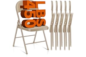 Absead Verbessert Klappstuhl Gepolstert Set aus Klappstühle, Stapelstühle Campingstuhl, Küchenstuhl, Indoor-Outdoor, 204 kg (Khaki, 6er Set)