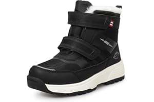 UOVO Boys Snow Boots Winter Outdoor Walking Shoes Water-Resistant Warm Lined Kids Boots with Anti-Slip Rubber Sole Black Blue Size UK 12.5–5 / EU 31–38