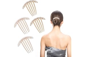 LARFRAECY 4 Stück Strass Zähne Haarkamm Steckkamm Strass Haar Schmuck für Damen und Mädchen Geschenk