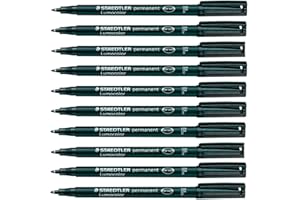 Staedtler Lumocolor Black Fine Permanent Marker Pens Pack of 10 Waterproof Smudge Resistant Quick Dry CD DVD OHP