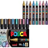UNİ POSTER MARK&Ouml;R&Uuml; POSCA SET PC-5M/8C MC METALİK RENKLER 8 Lİ