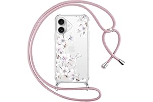 Yoedge Handyband Handyhülle für iPhone 17 6,3" Hülle mit Band, Durchsichtig Aesthetic Muster Blumen Case mit Kordel zum Umhängen, Weiche Silikon TPU + PC Stoßfest Schutzhülle Cover für iPhone 17, 05