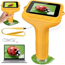 Microscope Numérique Pour Enfants – écran IPS 2″, Grossissement 1000x, 8 LED, Rechargeable, Portable