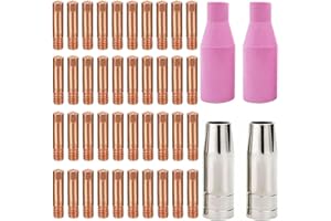 QAQGEAR 44PCS MIG Soldadura MB15 15AK 14AK Puntas de Contacto 0.8/1.0mm 0.030 "/ 0.039" MIG/mag Soldadura Antorcha Consumibles Accesorio con Boquilla de Gas y Boquilla de cerámica Duradero