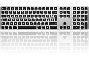 seenda Tastiera Wireless Retroilluminata, Layout Italiano con Tastierino Numerico, Ricaricabile - Design sottile, Connessione 2.4G USB e USB-C, Compattibile con MacBook Air/Pro/iMac/Mini- grigio