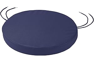 SOFTILLO Round Bistro Circular Chair Cushion with Seat Ties – 35cm | Indoor and Outdoor Furniture Seating | Water-Resistant Polyester |Patio, Kitchen Dining, Lawn & Garden, Coffee Shop Use | Dark Blue