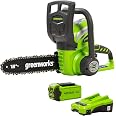 Motosega A Batteria Greenworks G24MCS10 - Barra 20 Cm, Velocità Catena 8 M/s, 3.64 Kg, Asta 2.58m, Senza Batteria 24V