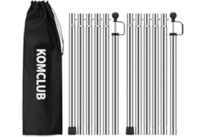 KOMCLUB Tarp Poles Adjustable Tent Pole Upgrade Thickened Stainless Steel Camping Tarp Pole for Outdoor Canopy Awning Rain Shelter