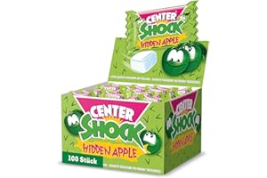 ‎CENTER SHOCK Center Shock Hidden Apple, Box mit 100 Kaugummis, extra-sauer mit Apfel-Geschmack, geeignet für Geburtstag, Pinata, Partys, Candy-Bar, Weihnachten und Halloween, 400g