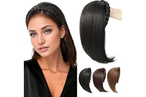 Yamel Braid Headband Topper Hairpiece for Thinning Hair, Dark Brown Straight 12 Inch Clip In Hair Toppers for Women