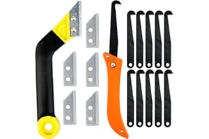 JNBGTU Pro Grout Removal Repair Tool Set - Long-handled Scraper, Angled Hand Saw, Grout Press Ball, Tapered Scraper and Rake for Tile Floor Cleaning and Repair (17pcs Regular Set)