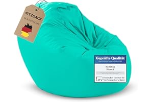 ‎BUBIBAG BuBiBag 2in1 Sitzsack Sitzkissen mit Füllung, Small Ø: 85 cm, Türkis, Indoor & Outdoor Beanbag, Geeignet für Kinder Innen- & Außenbereich Kinderzimmer, Wasser- & Schmutzabweisend Wetterfest