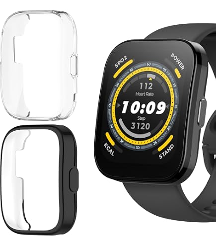 kwmobile Set 2x Custodia Smartwatch Compatibile con Huami Amazfit Bip/Bip Lite Cover - Case Silicone Protezione Orologio Fitness nero/argento