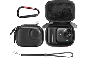 AMAZEAR Custodia da Trasporto per Accessori Insta360 GO Ultra - Borsa da Viaggio Compatta in Pelle Rigida con Interno Morbido, Protezione e Organizzazione, Nero