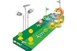 Hitish Minigolf Set Spielzeug für Kinder - Einziehbare Golf Schläger mit Automatischem Golf Returner, 4 Leuchtenden Golfbällen und Putting Matte – Outdoor Spiele Indoor Sportspielzeug Geschenk