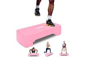 ‎POWRX POWRX Aerobic Steppbrett Fitnessgeräte für Zuhause - Step Aerobic Brett mit Rutschfester Matte - Fitness Geräte Zuhause Höhenverstellbarer Stepper