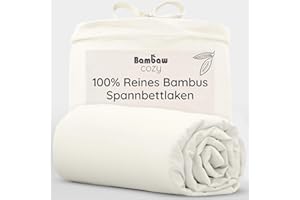 ‎BAMBAW Bambaw Spannbettlaken 180x200cm Bambus, 35 cm Steghöhe, Bambus Bettwäsche, atmungsaktive Sommer Bettwäsche, antibakterielle & hypoallergene Bettlaken, kühlendes Spannbettlaken 180x200 cm (Elfenbein)