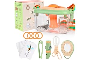 HIULLEN Loupes de Tasse pour Enfants, Boîte de Collecte D'insectes, 6 pièces Ensemble de Chercheurs Boîte D'observation avec Pince à épiler pour l'exploration Scientifique de la Nature