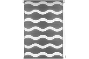 Blindecor Luna. Estor enrollable de doble capa ondulado, Noche y Día. Antracita, 72X150 cm (ancho x largo). Tamaño de la tela 69X145 cm (ancho x largo)