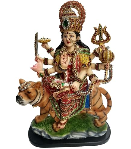 Statue Maa Kali En Laiton - Déesse Hindoue Adi Shakti - Idole Art Déco - Inde