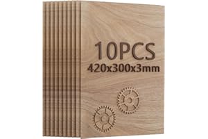 Creatorally Contrachapado 3mm, Tablero Madera Corte Laser A3 10 Piezas, Placa para Grabado Laser para Corte CNC Pirograbado (Nogal Negro)