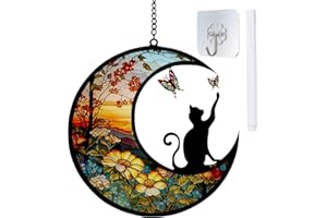Wekuw Personalisierte Hundes-Gedenktafeln Buntglas-Katzen-Gedenk-Sonnenfänger Bunte Acryldekoration Haustier Hanging Decoration Fensterschmuck Auf Erinnerungsgeschenke für Haustiere (M2)