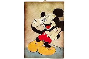 KUSTOM ART CUCUBA - Cuadro de dibujos animados de Disney Mickey Mouse Mickey Mouse para coleccionar, impresión en madera, 18 x 25 cm.