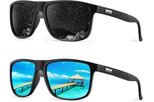 HENGOSEN Polarised Sunglasses Men Sports: Mens Sunglasses Fishing Driving Running Retro Sun Glasses with UV Protection 2 PACK