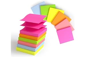 ‎KIFZM 3 x 3 inch pop-up stickers, 6 bright and pastel colours, Z-shape filling adhesive