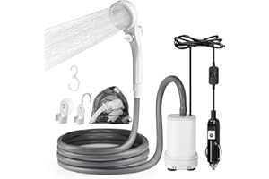 AUTOPkio Portable Camping Shower, 12V Plug-and-Play Outdoor Camp Shower Kit with Upgraded Pump for Camper, Travel, Car Washing (No Sprayer)