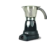 Jocca - Cafetera Italiana Eléctrica 6 Tazas con Base Giratoria 360°, Jarra sin Cable, Control Táctil y Asa de Frío