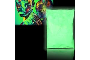 BRRNOO Fluoreszierender Pulver, 100 g Selbstleuchtend, Professionelle Leuchtpigmente, Phosphoreszierend und Ungiftig, Neon Lichter, Dunkle Pigmente, Im Dunkeln Nachleuchtendes Farbpulver (gelb, Grün)