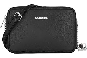 David Jones - Borsa a Tracolla Quadrata Piccola Donna - a Spalla Catena Crossbody Messenger Bag - Borsetta PU Pelle - Mano Mini Sera Clutch Pochette Elegante Moda Borsello - Nero