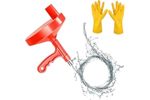 VADUDA 7M Sink Unblocker Tools Bathroom Drain Unblocker Toilet Unblocker Heavy Duty Shower Toilet Auger Flexible Toilet Snake for Unblocking Bathtub Drain Kitchen Drain Hair Remover with Gloves