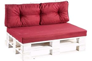 Gutekissen Coussins pour palettes Coussins pour palettes PPF (Coussin d'assise 120x50 Lisse, Rouge Bordeaux)