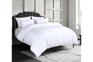 CRESCENT COLLECTION Luxury 100% Cotton Plain Duvet Cover With Pillow Case Quilt Cover Bedding Set (White, Single)