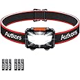 Autkors Powerful LED Head Torch, 3 Lighting Modes, Adjustable and Lightweight, Waterproof for Fishing/Running/Camping/Cycling/Hiking/Reading Gift for Kids-6 AAA Batteries Included